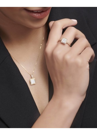 Rhelora 14K Solid Gold with Natural Diamond (RD: 0.60 CT, E-F, VS-SI)