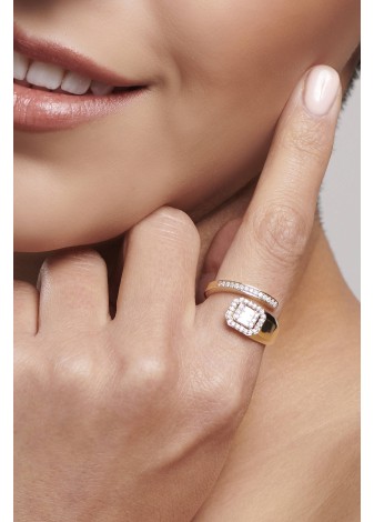 Serandia 14K Solid Gold with Natural Diamond (BG: 0.15 CT, E-F, VS-SI RD: 0.27 CT, E-F, SI)