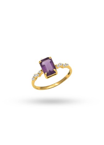 Elyria 14K Solid Gold with Natural Diamond and Gemstone (GEMSTONE: 0.80 CT RD: 0.10 CT, F-G, SI)