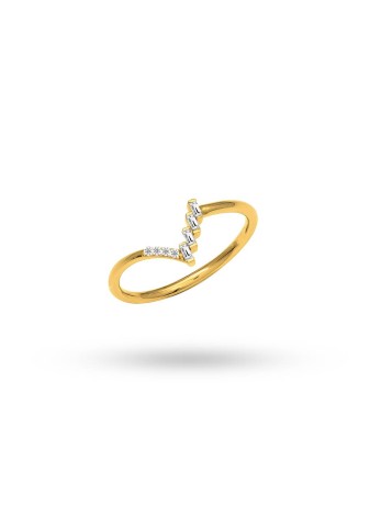 Thalira 14K Solid Gold with Natural Diamond (BG: 0.06 CT, E-F, SI RD: 0.03 CT, E-F, SI)