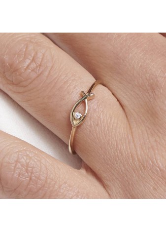 Kaliana 14K Solid Gold with Natural Diamond (RD: 0.01 CT, E-F, VS)
